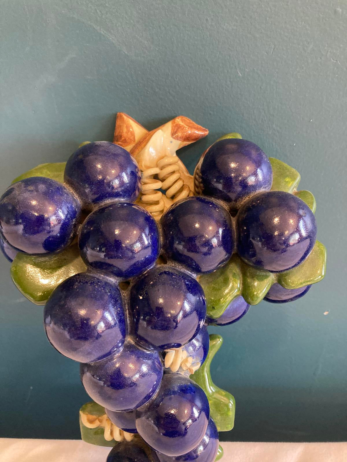 Mid-Century Grape Cluster Ceramic Wall Decor
