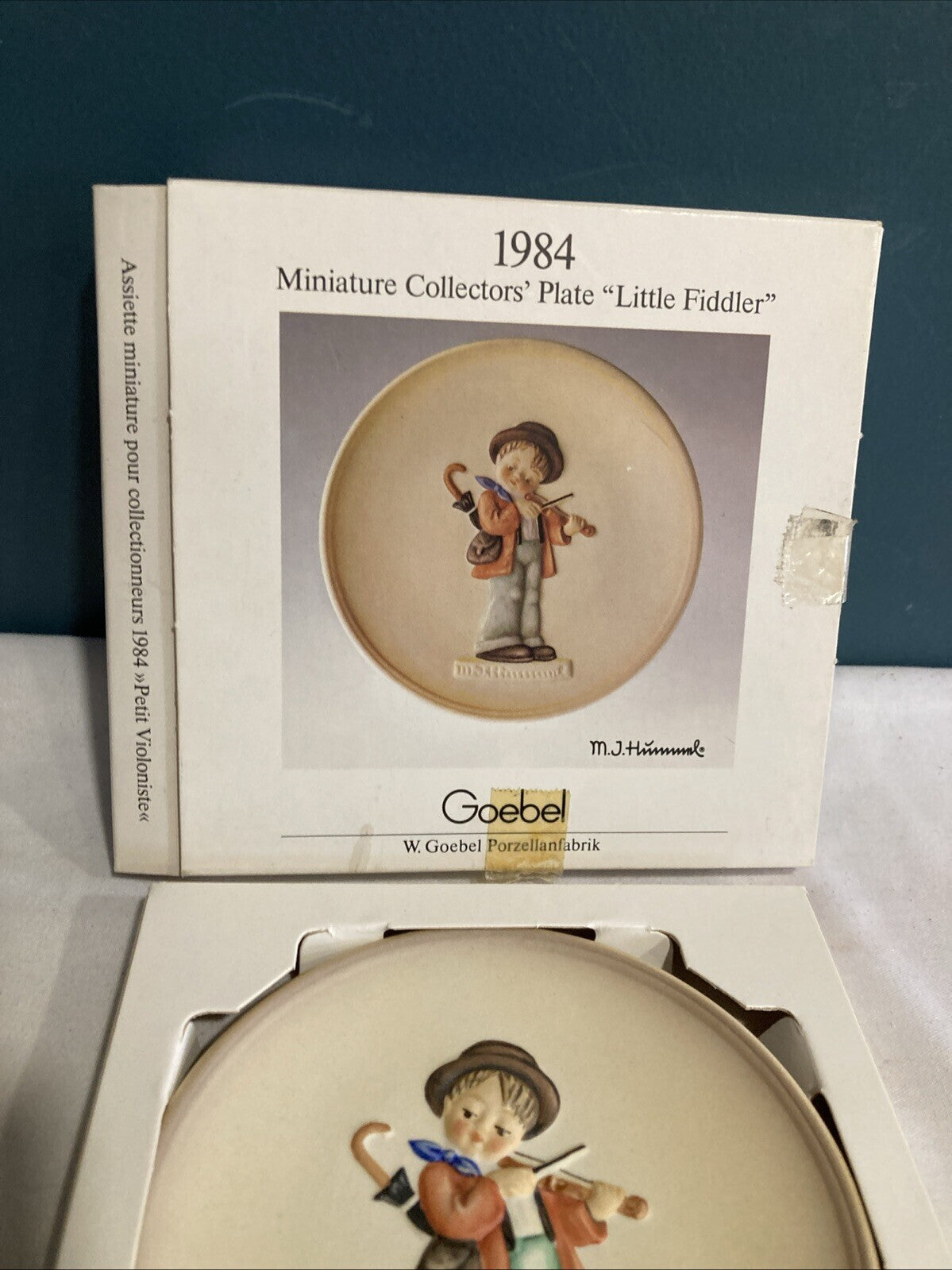 Hummel Goebel 4” Plate Little Fiddler 1984 Hand Painted #466 Box Vintage Germany