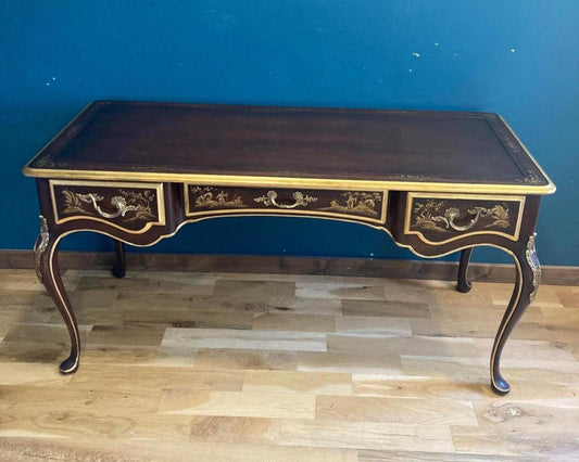 Vintage Union National Furniture Desk, Chinoiserie Writing Table, Asian Style