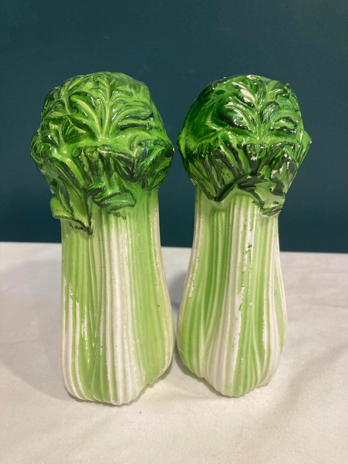 Vintage Ceramic Lettuce Salt and Pepper Shakers
