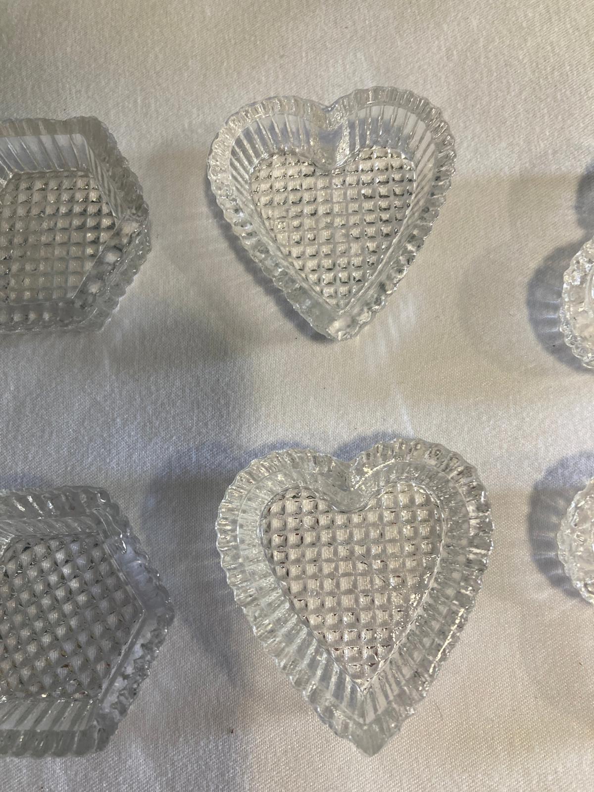 Antique Pressed Glass Assorted Shapes Salt Cellers - Heart, Star, Clover