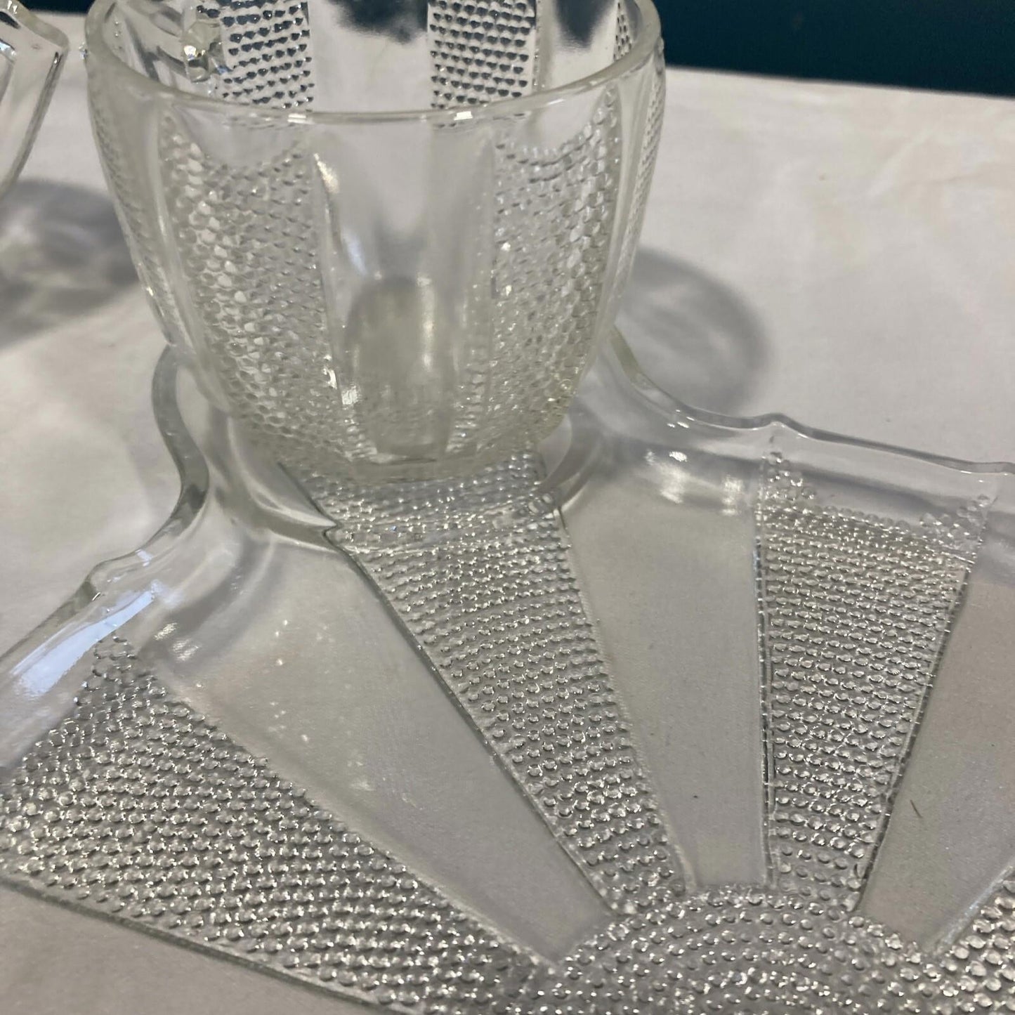Vintage Dewdrop Television Snack Set, TV Tray Set, Set of 2 Mug and Plate Sets
