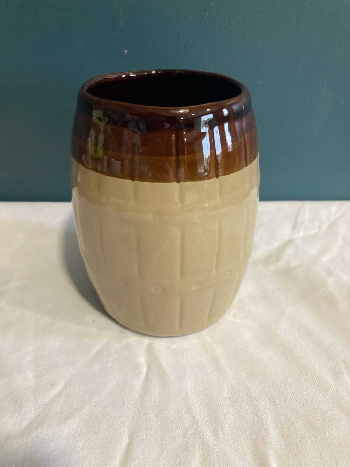 Vintage Ceramic Ombré Brown Vase or Utensil Holder
