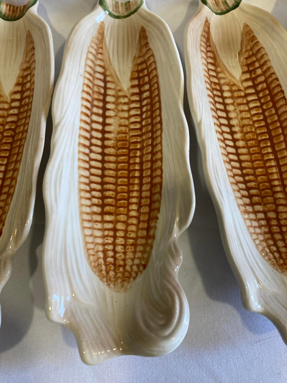 Ceramic Corn on the Cob Dishes, Set of 4 Corn Shaped Plates