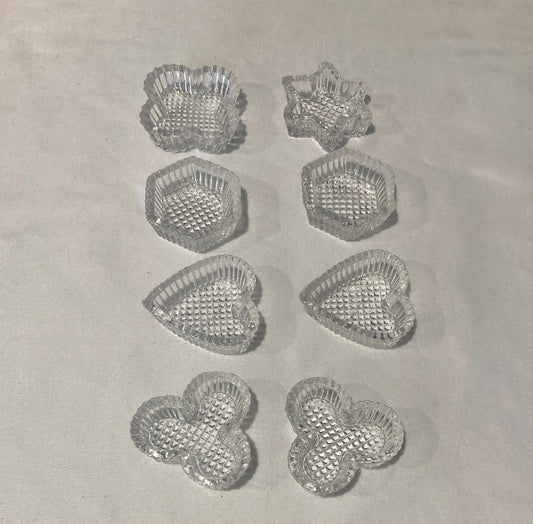 Antique Pressed Glass Assorted Shapes Salt Cellers - Heart, Star, Clover