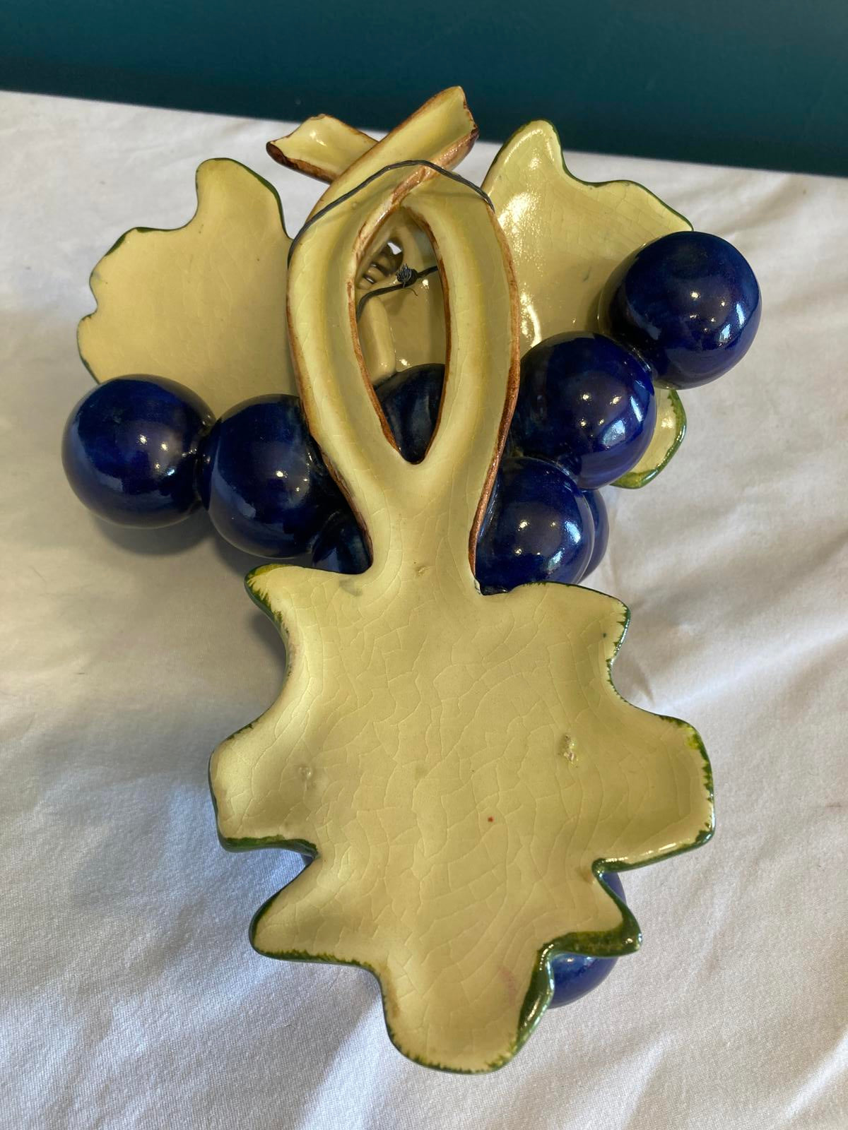 Mid-Century Grape Cluster Ceramic Wall Decor