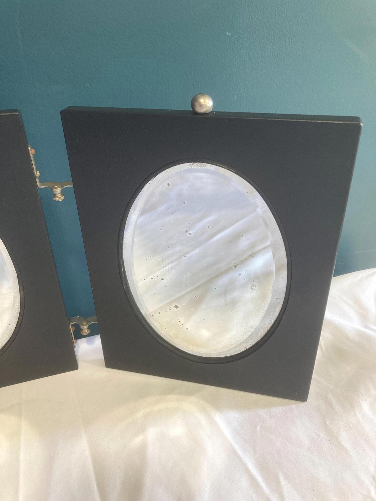 Art Deco Folding Triple Mirror With Black Frame