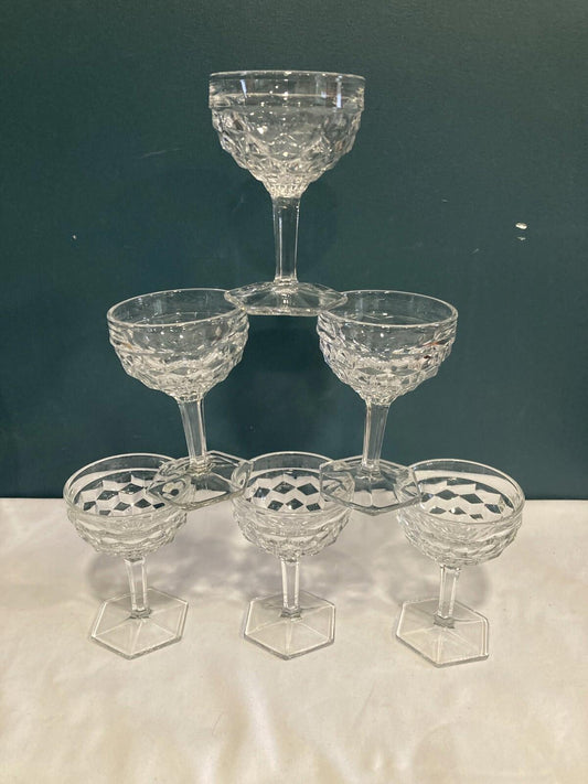 Set of 6 Fostoria American Tall Sherbet Dessert Glasses – Cubist Champagne Coupe