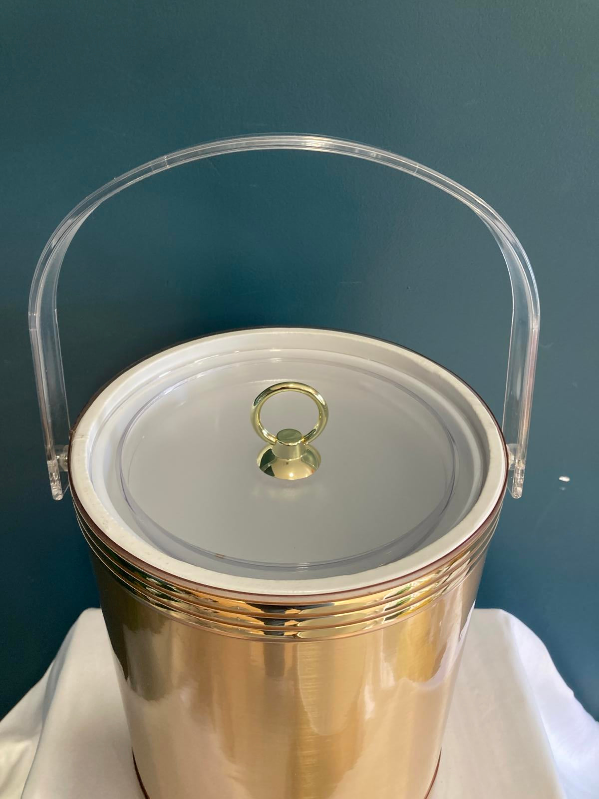 Vintage Gold Ice Bucket Mid Century Barware Made in USA
