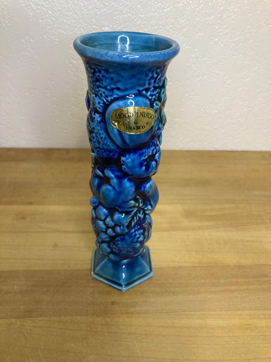 Vintage Inarco Pottery Blue Mood Indigo Vase – 8"
