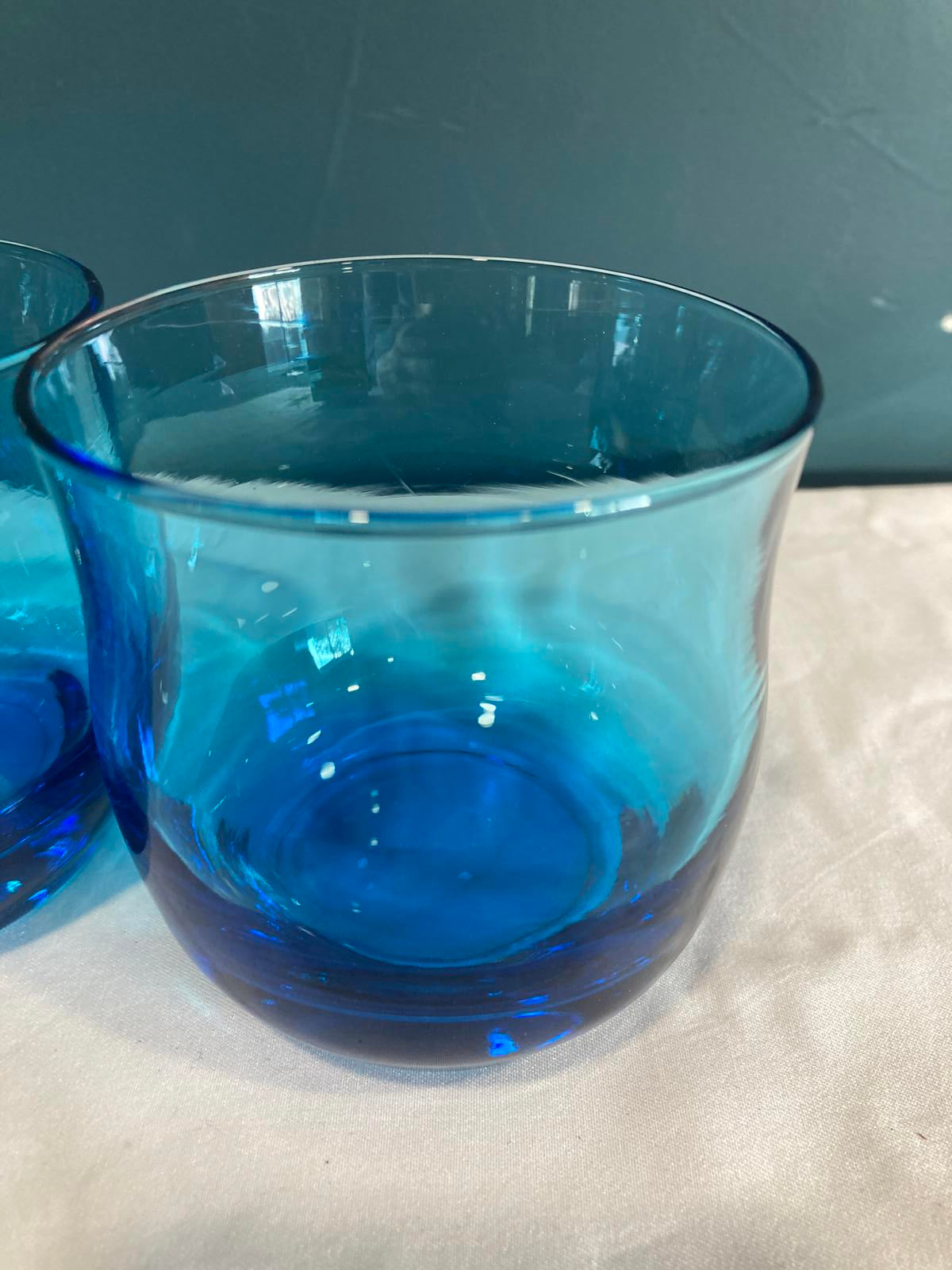 Midcentury Turquoise Blue Juice Glasses, Set of 3