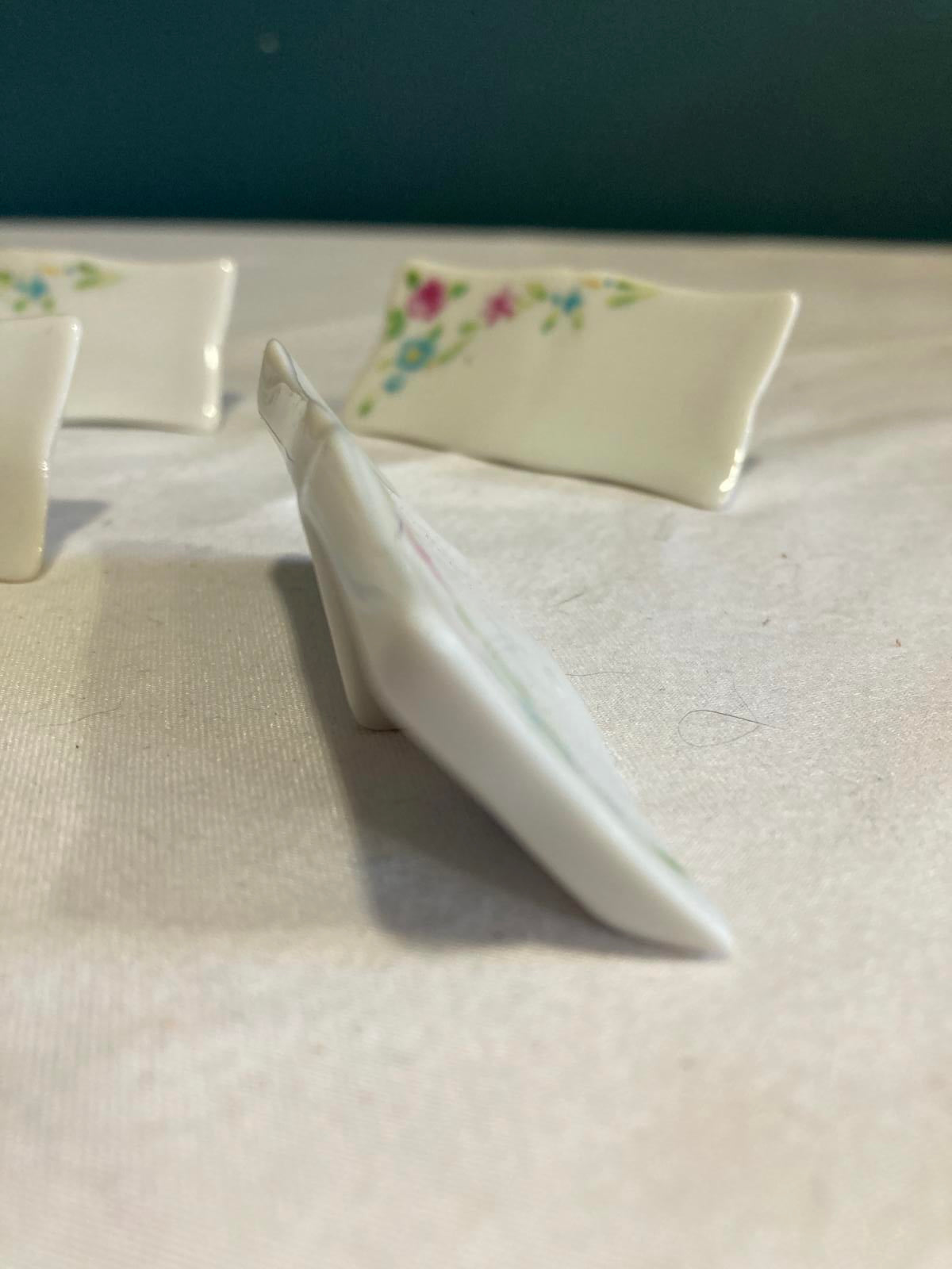 Vintage Floral Porcelain Japanese Chopstick Rests – Set of 6