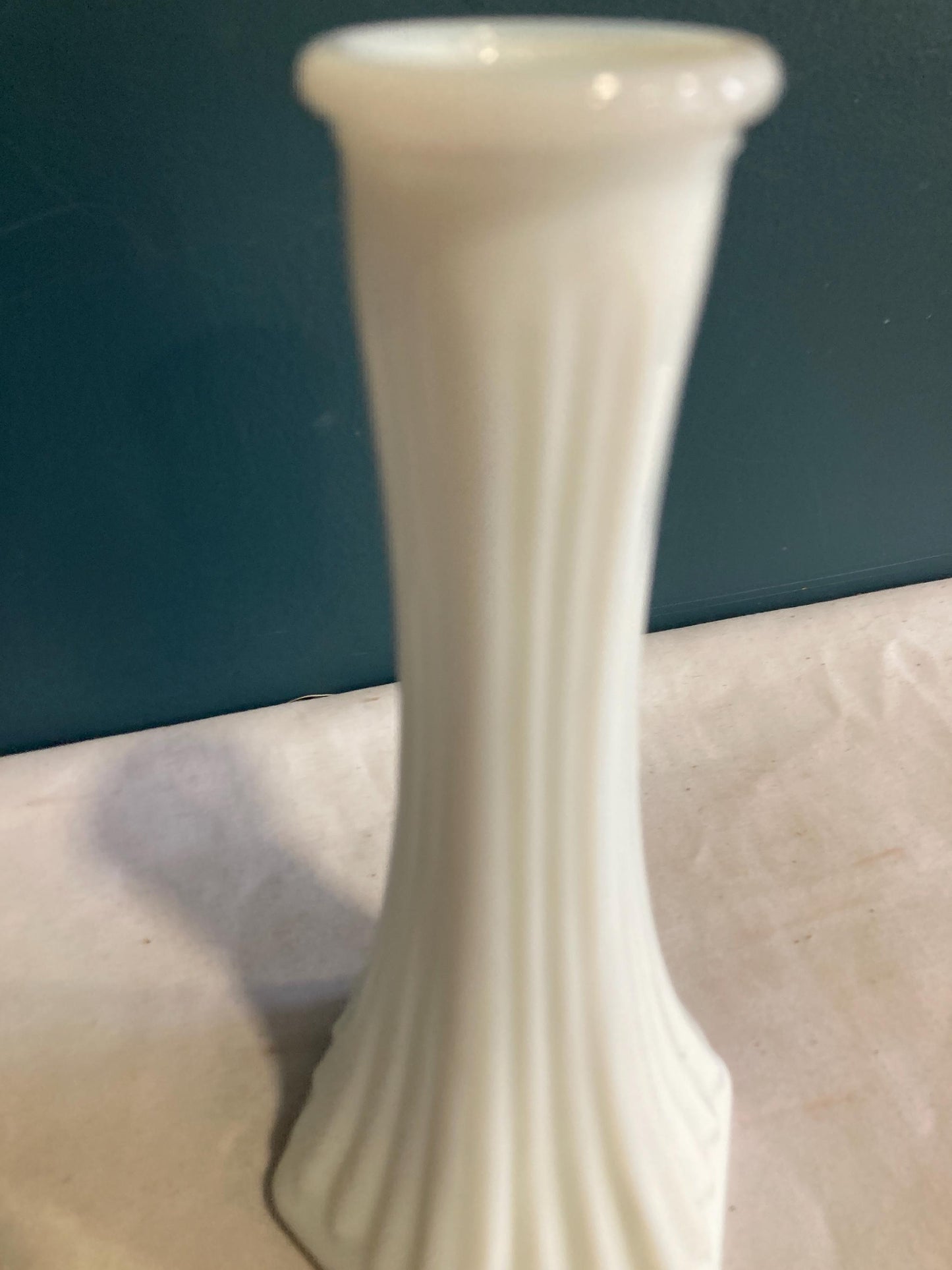 Vintage E.O. Brody Fluted Milk Glass Vase made in USA
