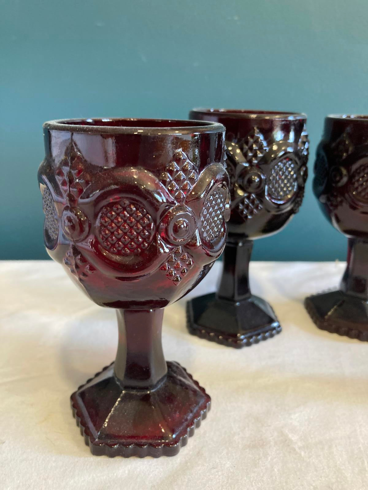 Vintage Ruby Red Goblets for Avon, Set of 4