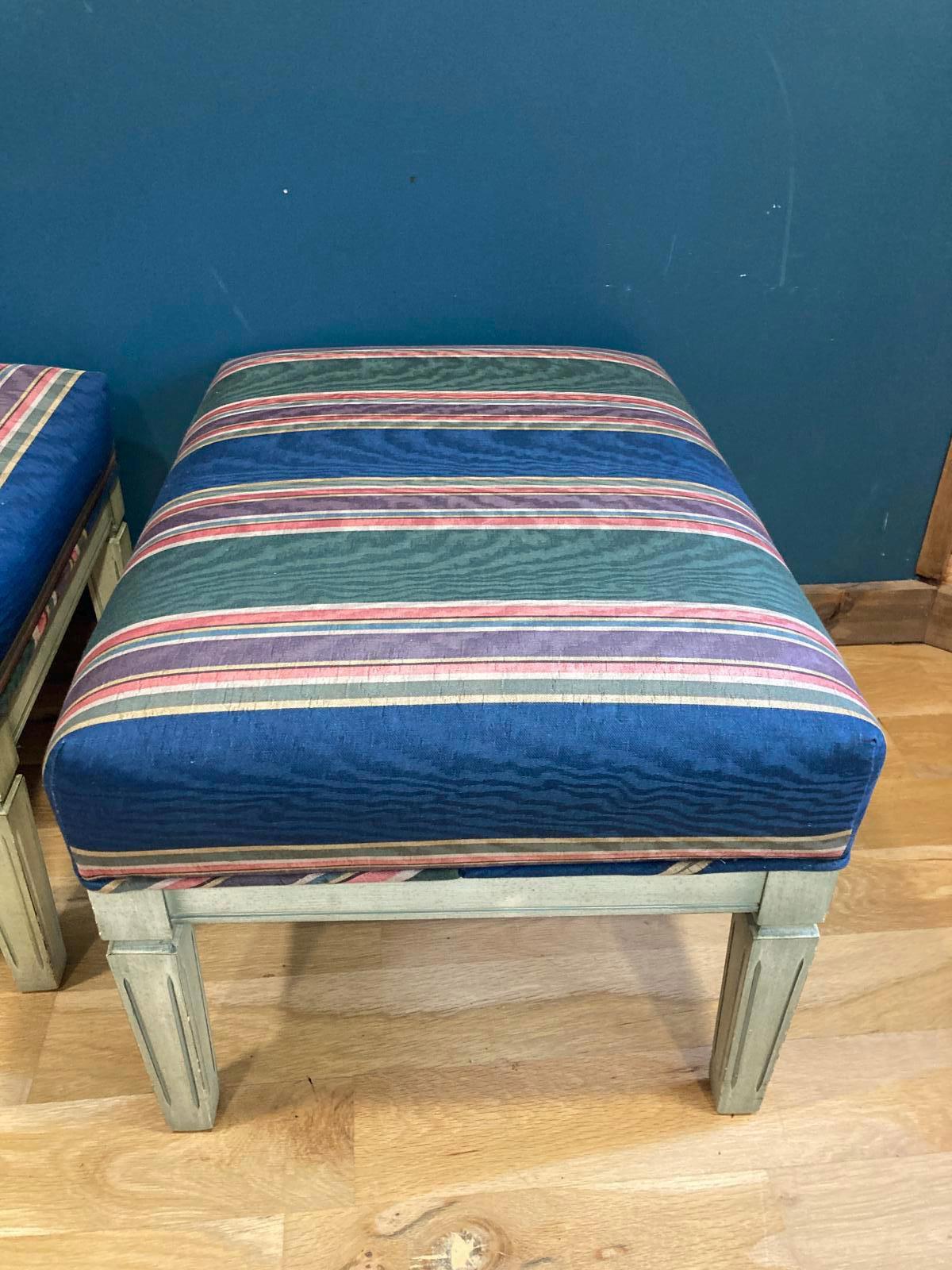 Vintage Parsons Benches Set of 2, Striped Upholstered Accent Seating, Mid Century Style Furniture, Vintage Finds