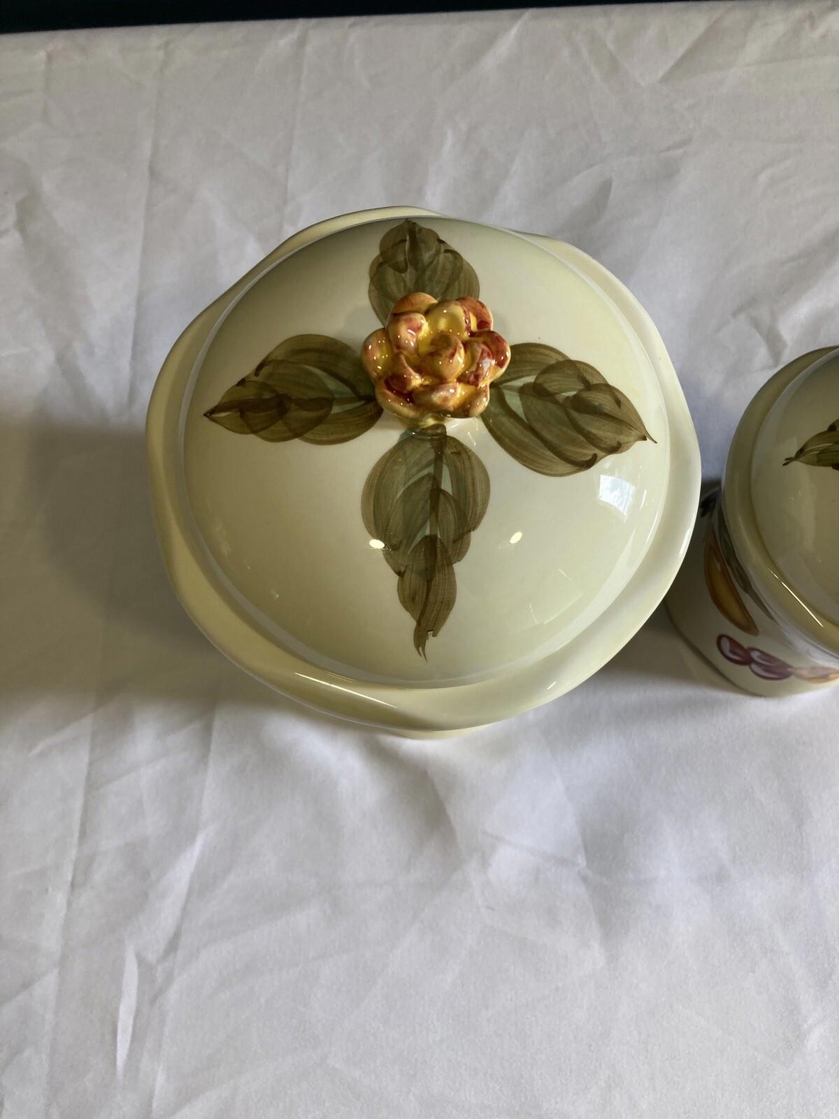 Vintage WCL Tuscan Fruit Canisters – Set of 2 Ceramic Kitchen Jars