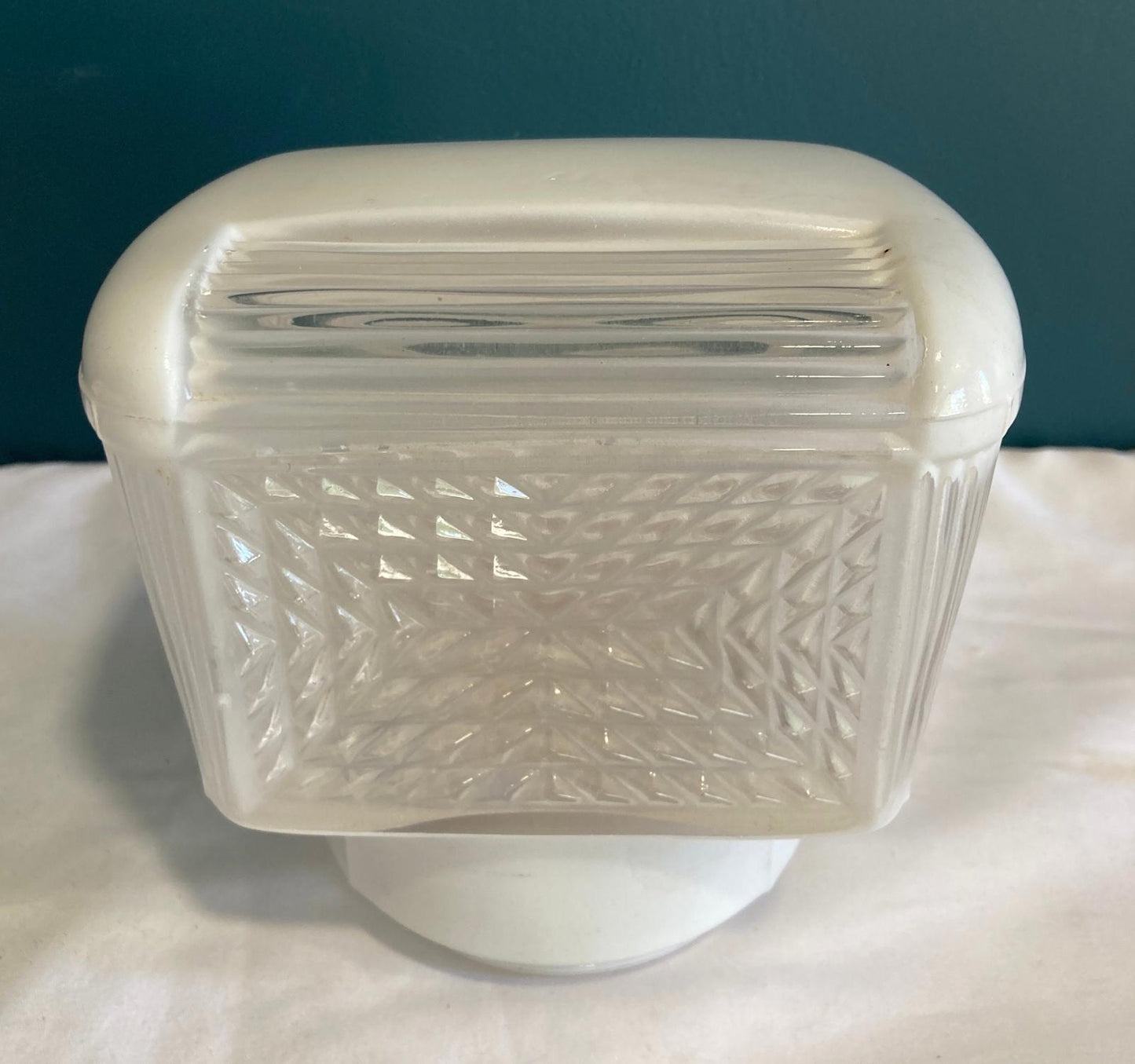 Antique Art Deco Milk Glass Woven Sconce