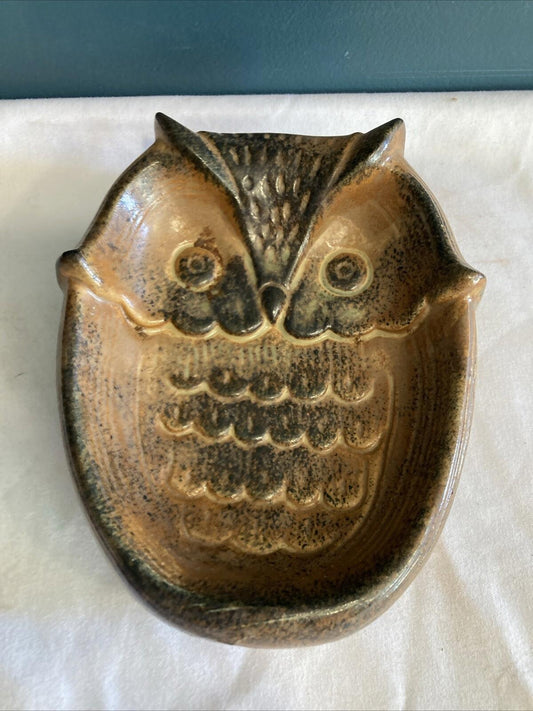 Vintage Ardco Japan Dallas Ceramic Pottery Owl Trinket Tray Dish Bowl