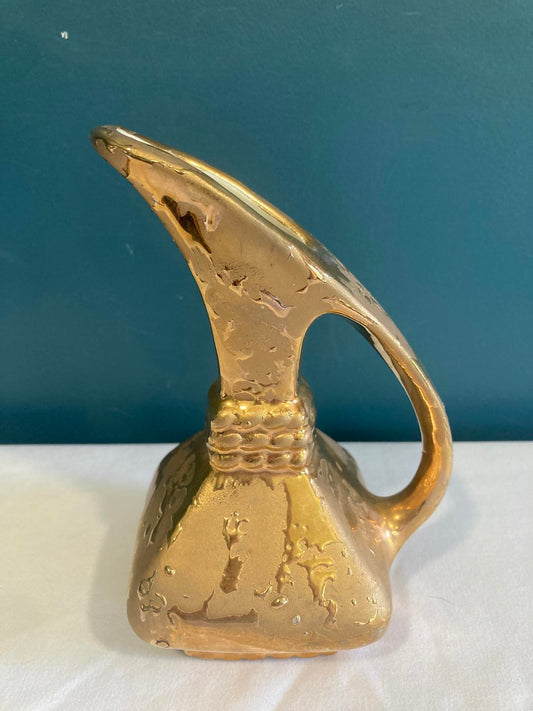 Sculptural Gold Ceramic Pitcher – Modernist Decorative Vase