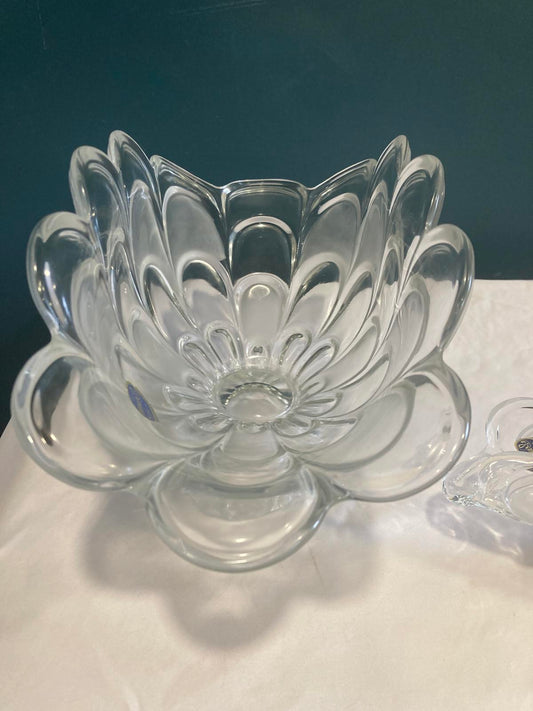 Vintage Bohemian Glass Petal Dish Set Made in Czech Republic