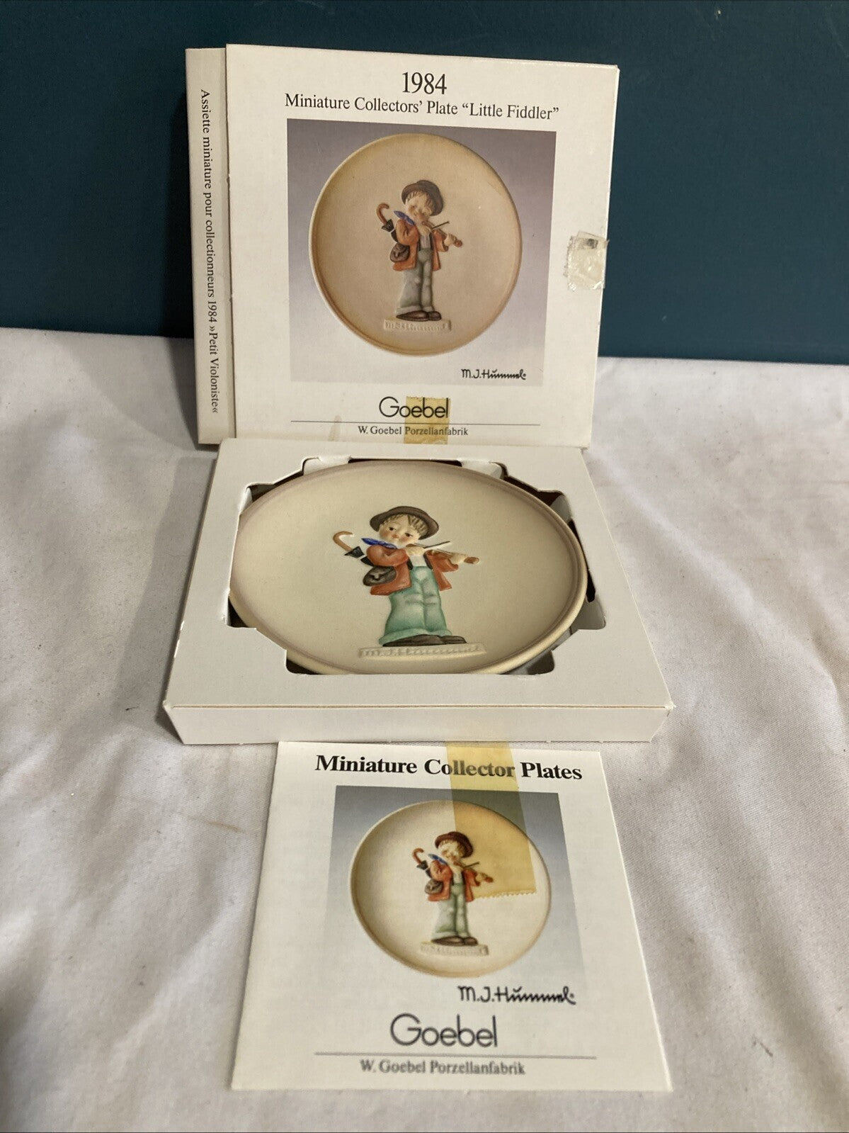 Hummel Goebel 4” Plate Little Fiddler 1984 Hand Painted #466 Box Vintage Germany