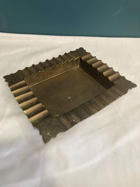 Vintage Solid Heavy Brass Cigar Ashtray Console Tray