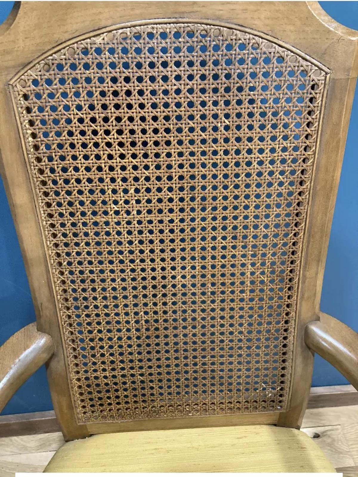 Vintage Drexel Cane Back Armchair | Upholstered Wood Accent Chair |Vintage Finds