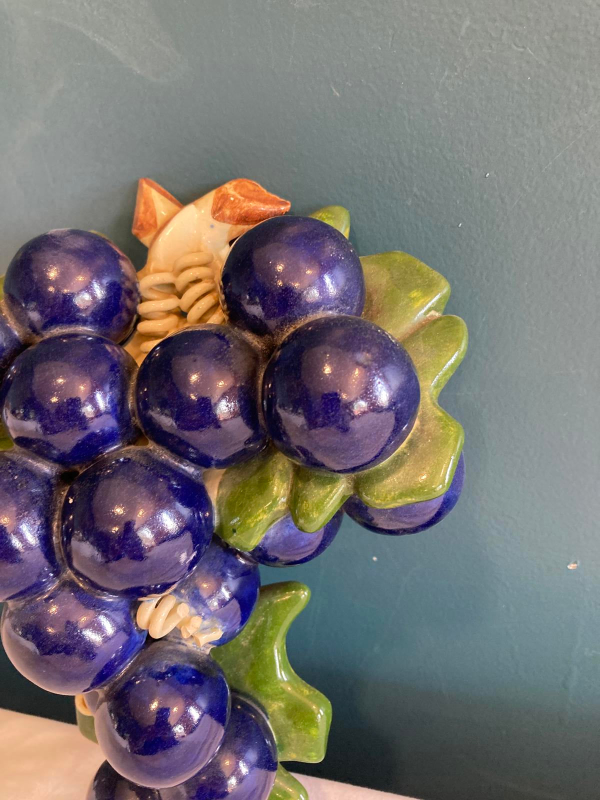 Mid-Century Grape Cluster Ceramic Wall Decor