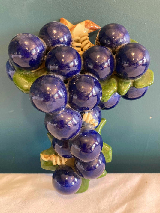 Mid-Century Grape Cluster Ceramic Wall Decor