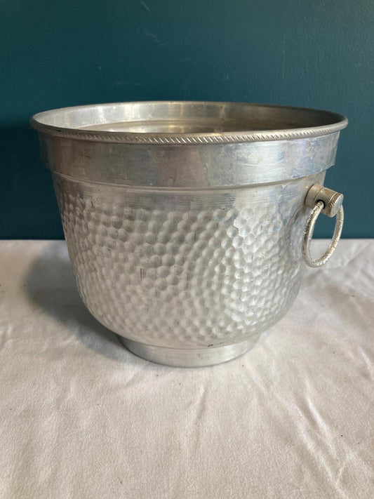 Vintage Hammered Aluminum Italian Ice Bucket With Handles