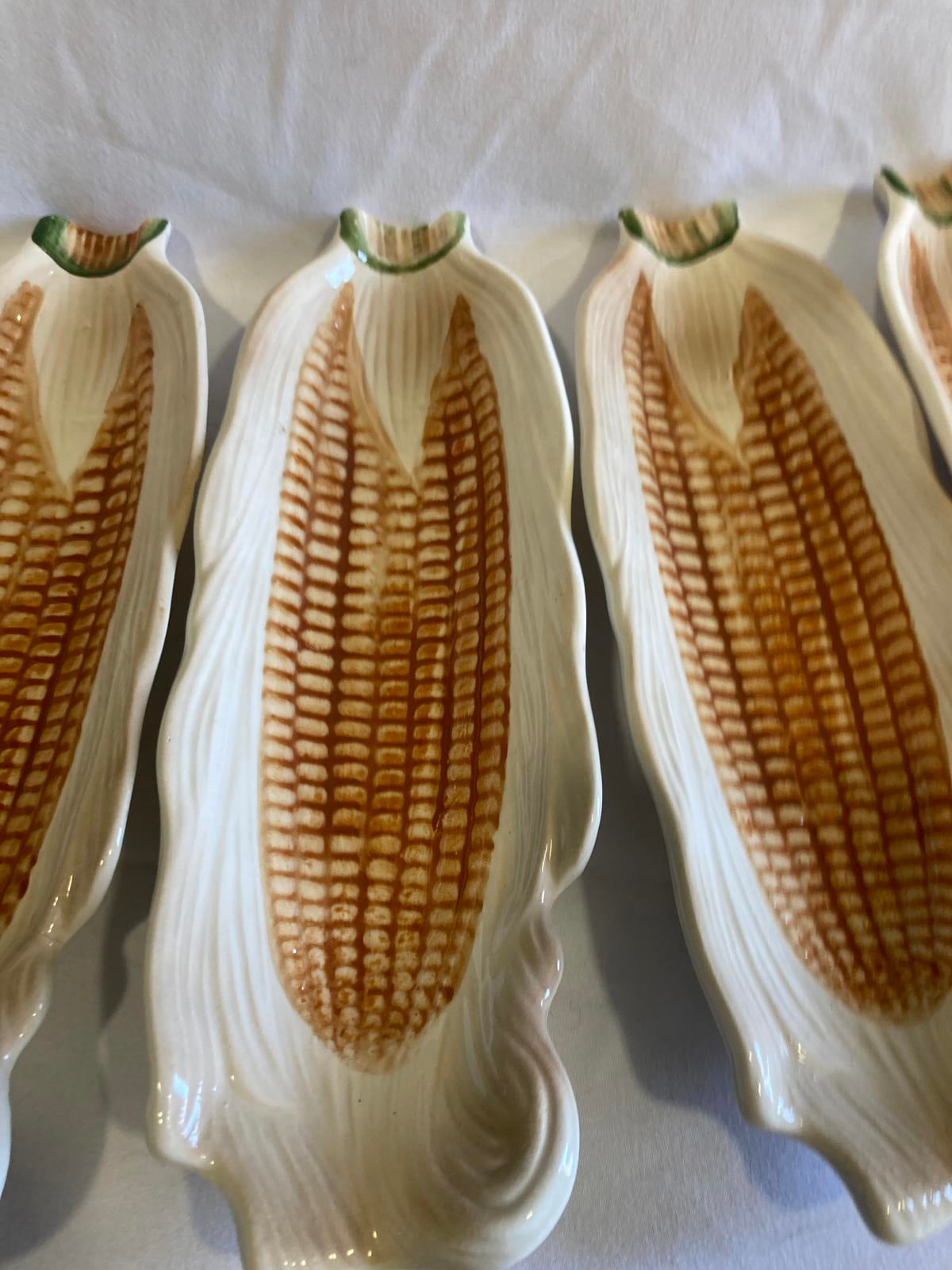 Ceramic Corn on the Cob Dishes, Set of 4 Corn Shaped Plates