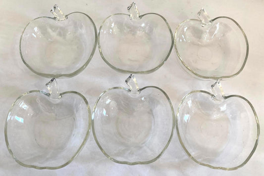 Set of 6 Vintage Anchor Hocking Clear Glass Apple Bowls | Mid Century Dishes