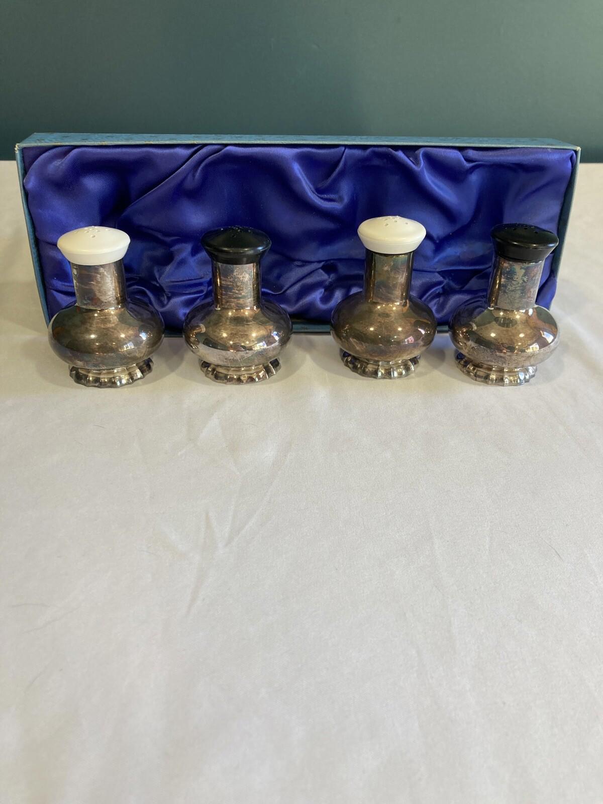 International Silver Co 6364 Silverplate Salt & Pepper shakers, 2 sets With Box