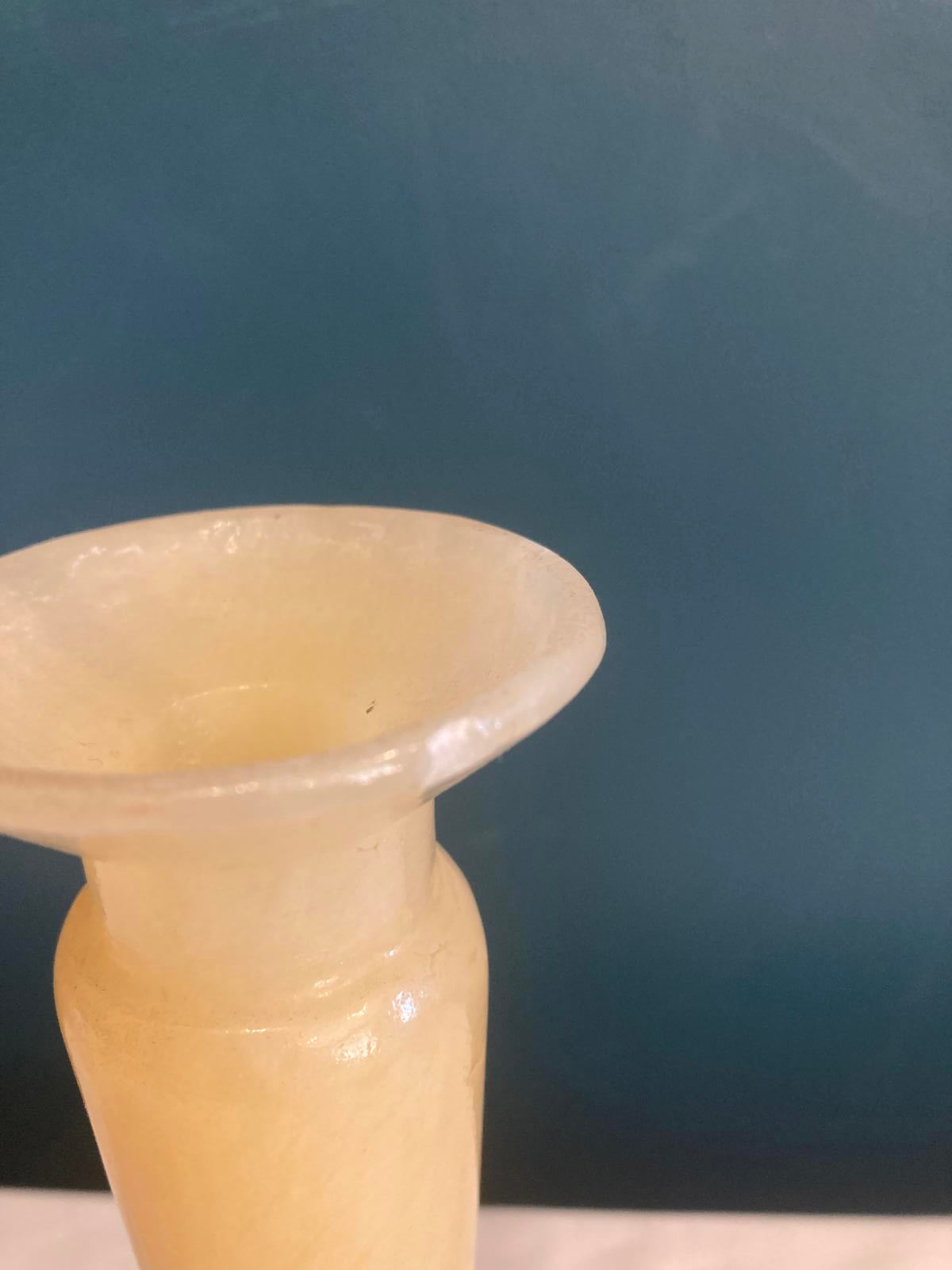 Vintage Solid Alabaster Candle Holder