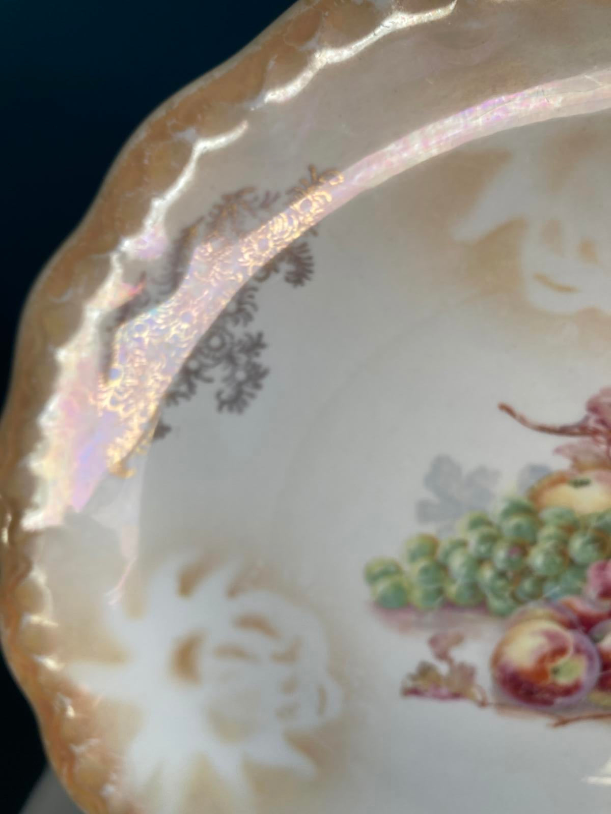 Antique D.E. McNicol Fruit Luster Plate with Gold Trim