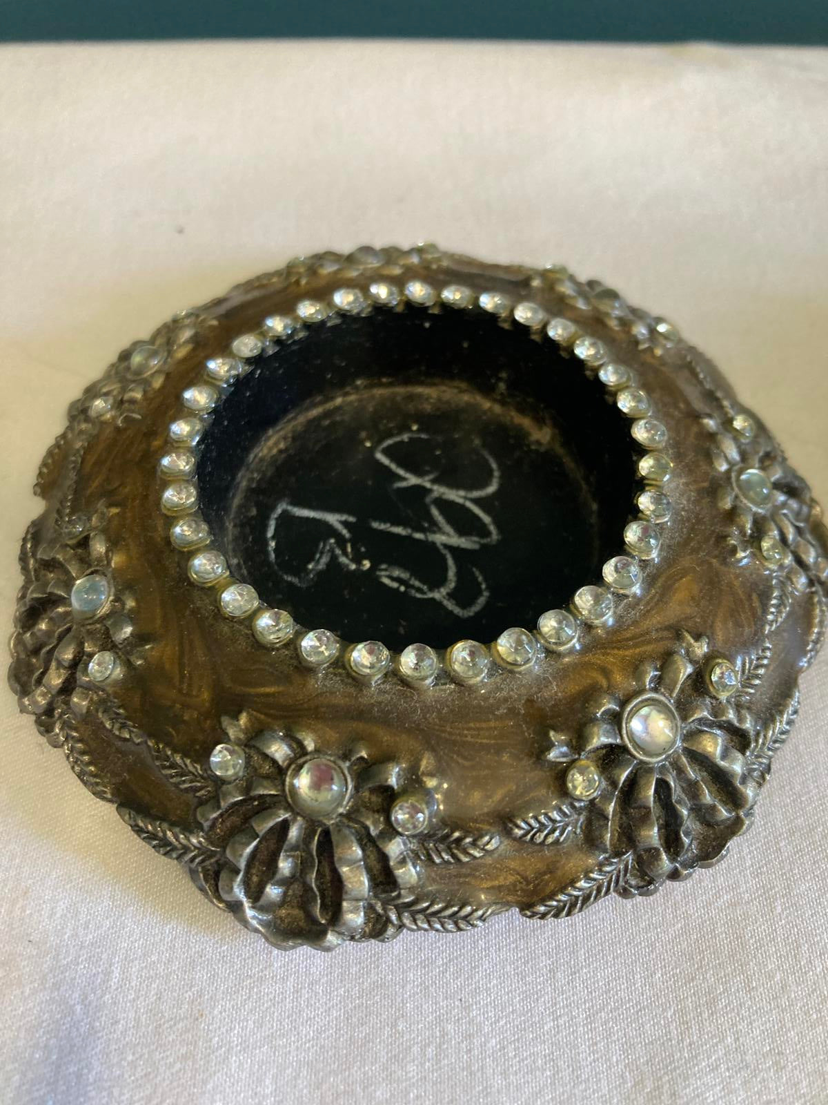 Vintage Rhinestone Encrusted Metal Candle Holders – Ornate Victorian-Style Pair