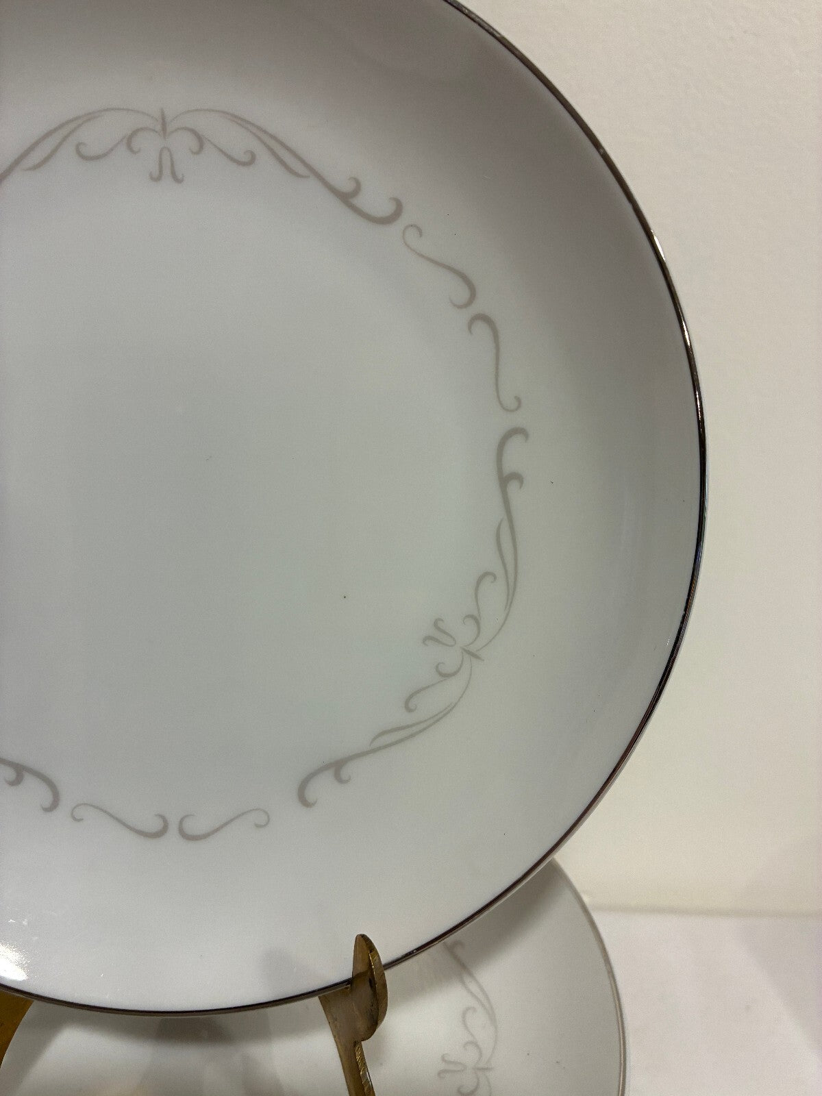 12 Vintage Kimberly Fine China Trianon Bread Plates, Platinum Trim, Japan