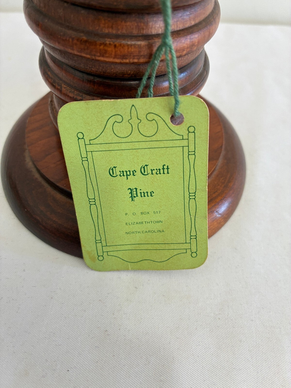 Vintage Wood Napkin Ring Holder Stand with Turned Rings, Cape Craft Pine, USA