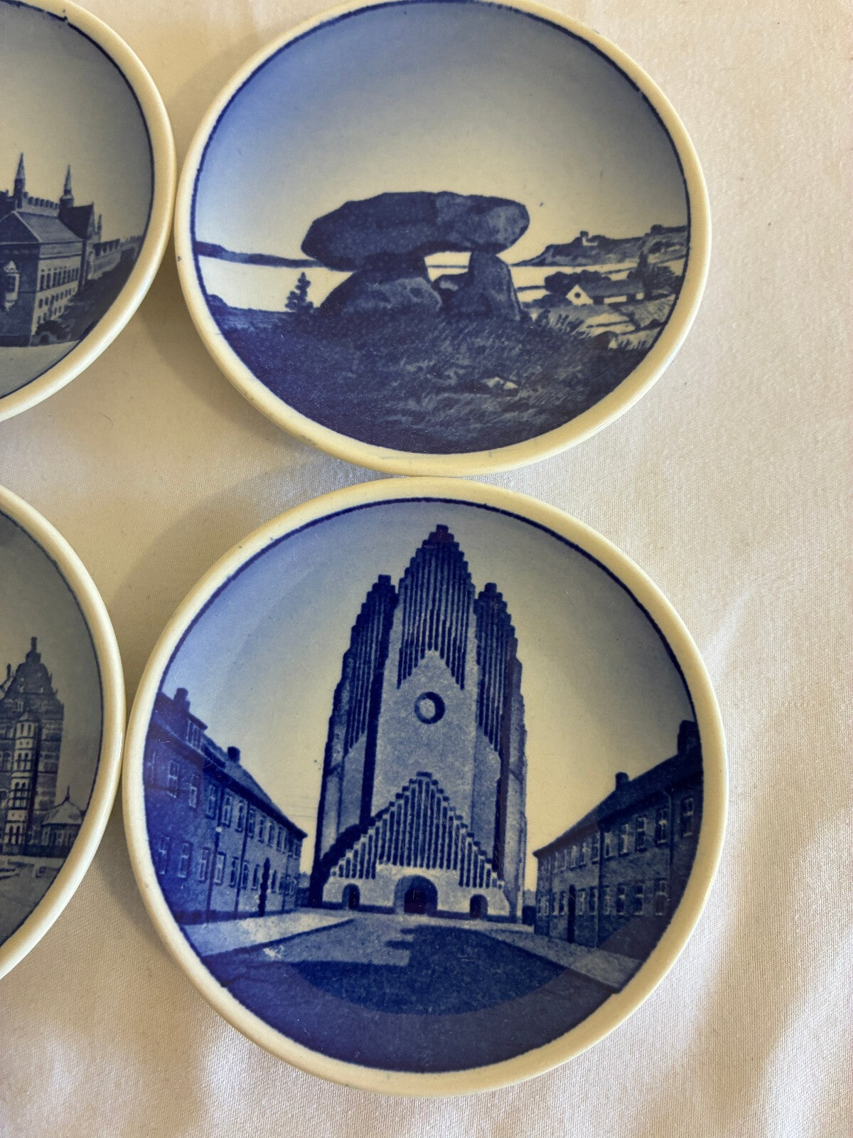 Vintage Danish Blue & White Mini Plates, Set of 6 Copenhagen Landmarks