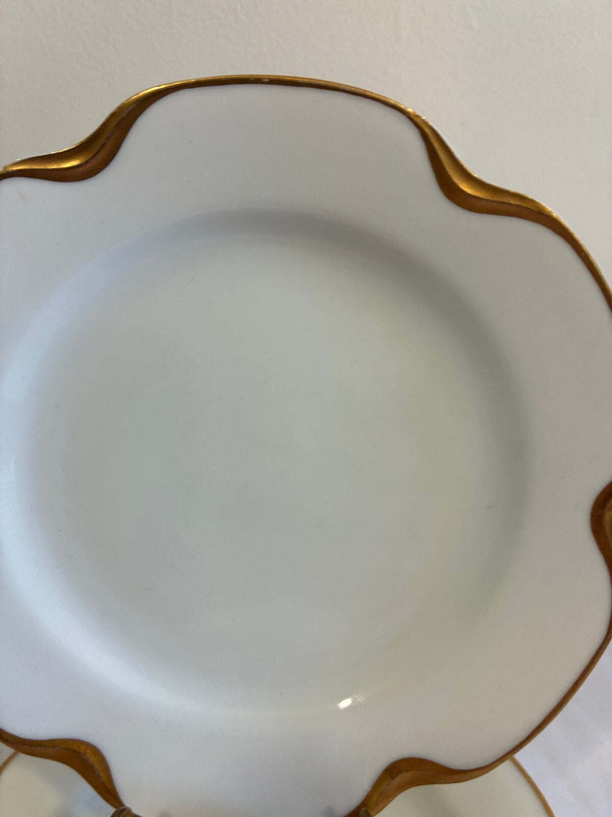 Antique Haviland & Co Limoges Gold Scalloped Rim 6.25" Plates Set of 2 France
