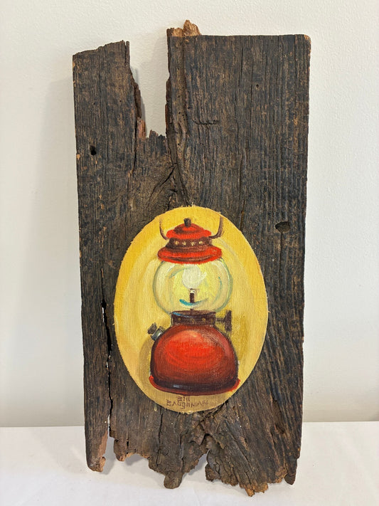 Original Folk Art Lantern Painting on Reclaimed Wood | Rustic Primitive Wall Art | Vintage Cabin Decor | Handmade Artwork