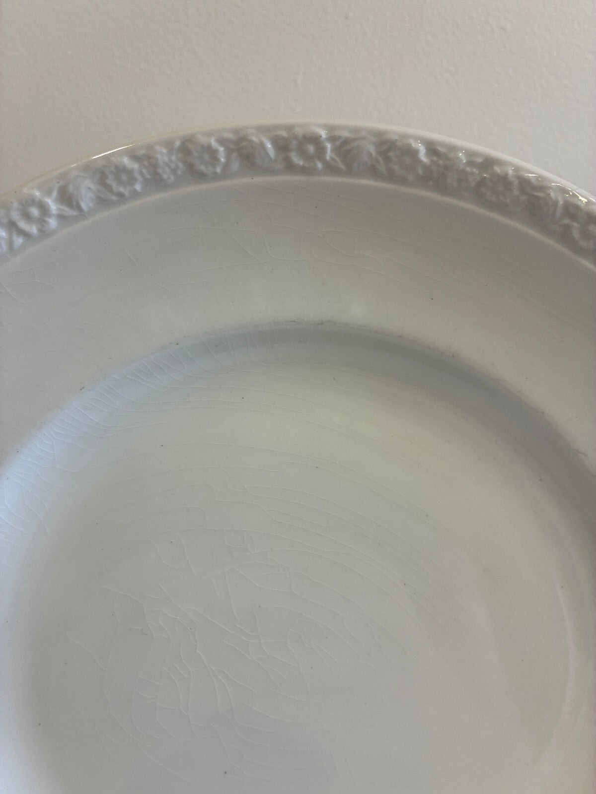 Vintage Wedgwood White English Ironstone Dinner Plates Set of 10, Embossed Edges