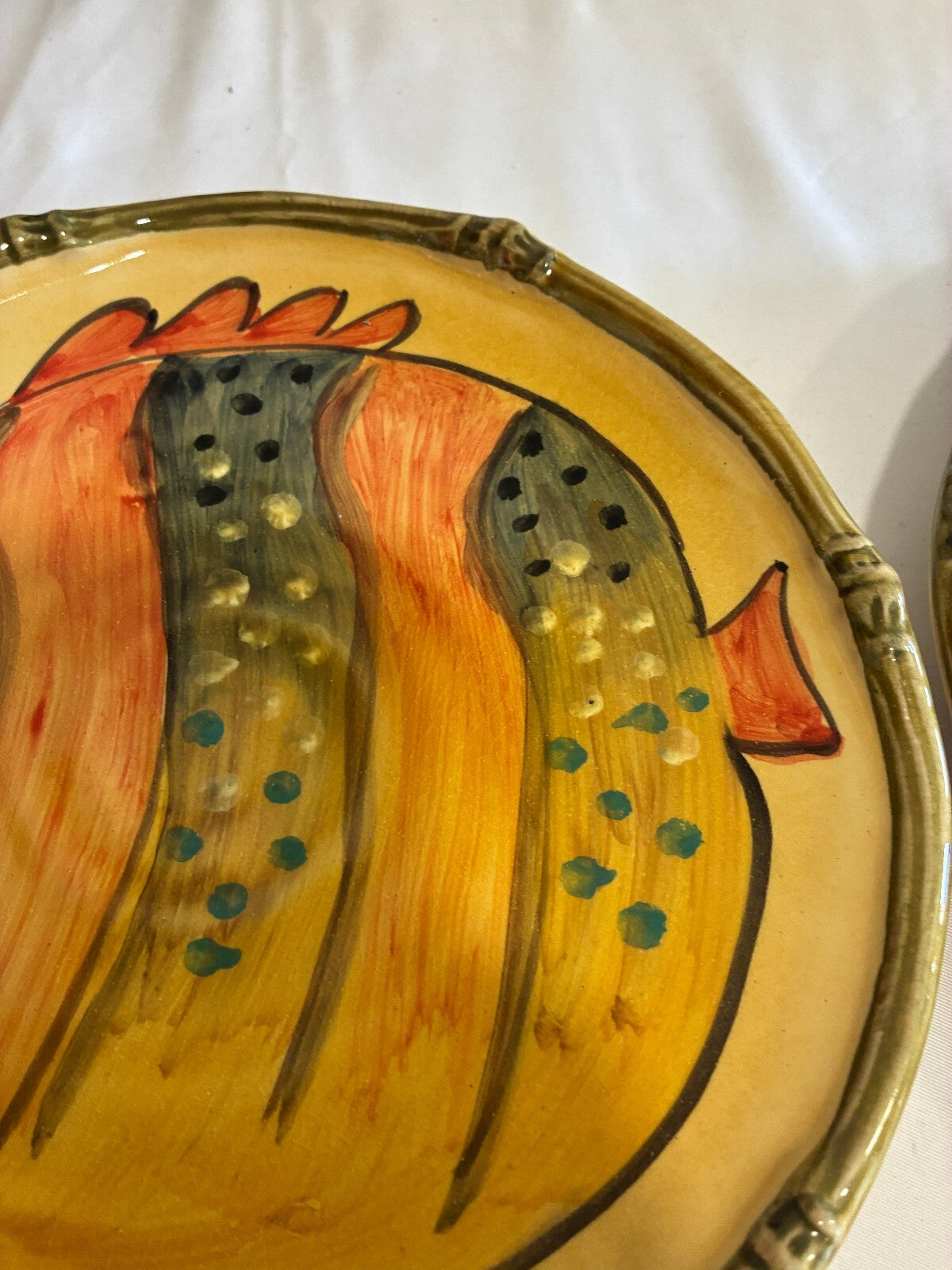Vintage Italica Ars Italy Fish Plates Set Hand Painted Ceramic Tropical Fish