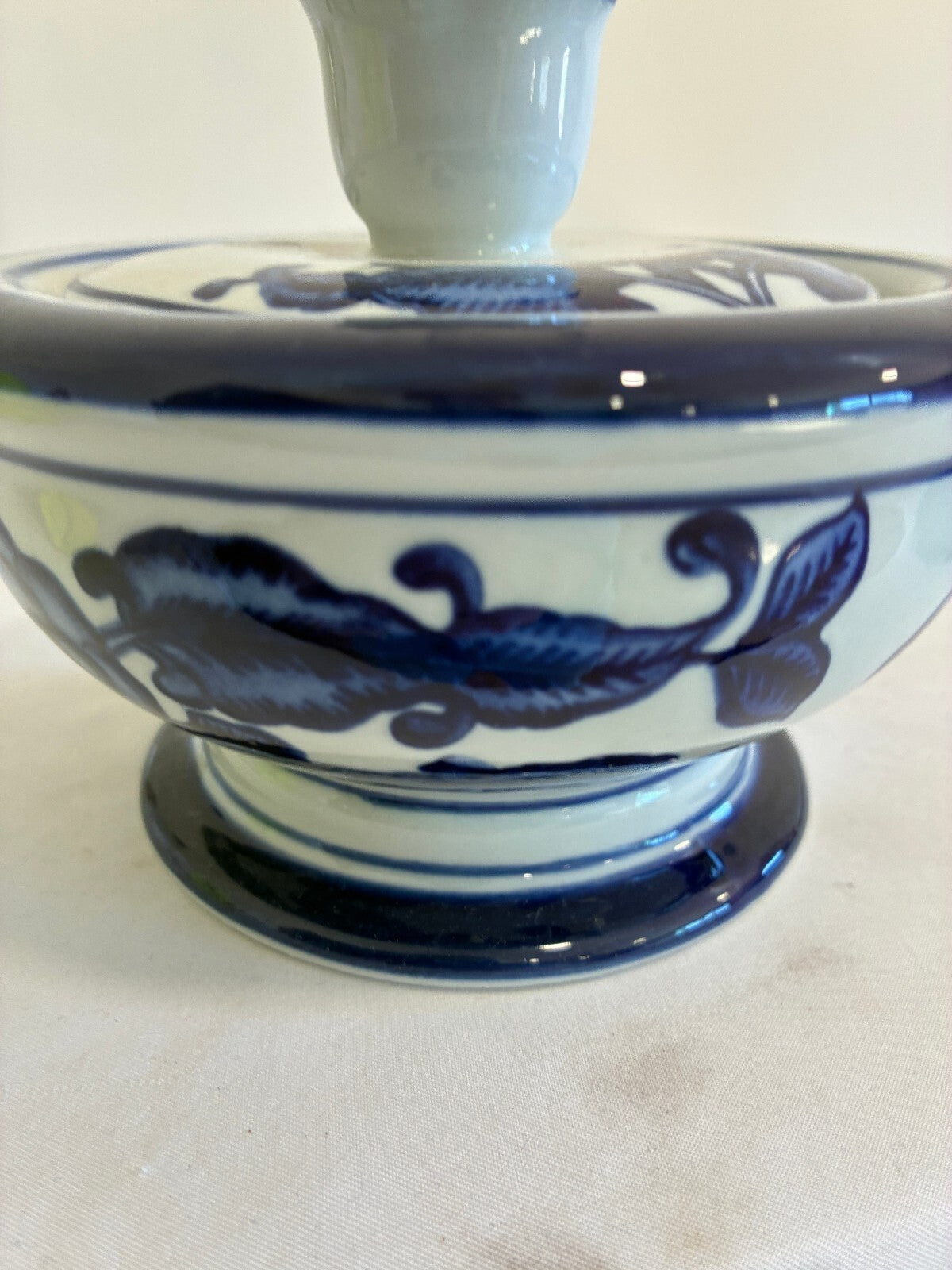 Vintage The Bombay Company Blue and White Lidded Dish, Chinoiserie Trinket Bowl