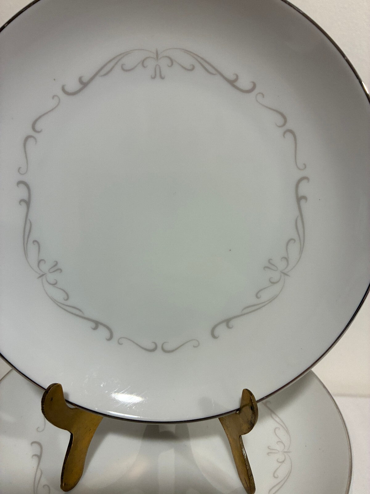 12 Vintage Kimberly Fine China Trianon Bread Plates, Platinum Trim, Japan
