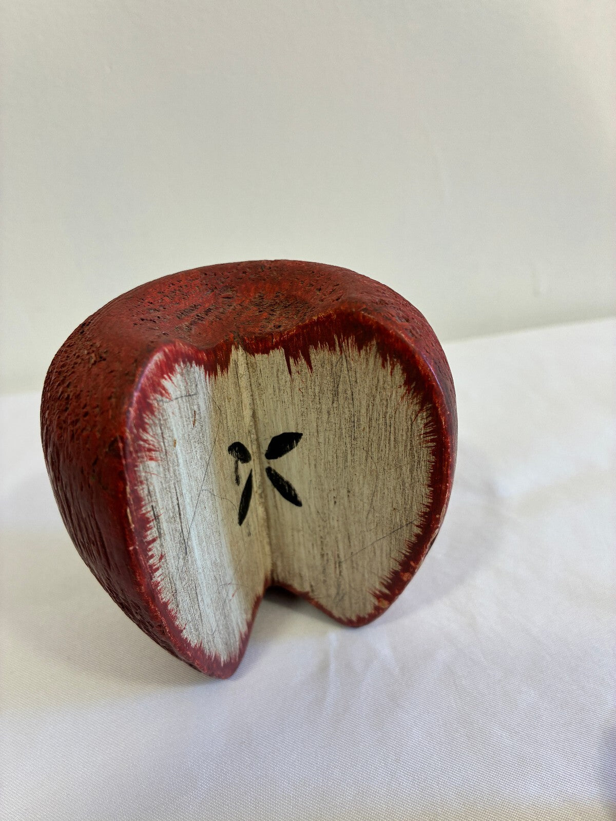 Signed Chris Colby Carved Wood Apple Sculpture | Folk Art Made in Maine