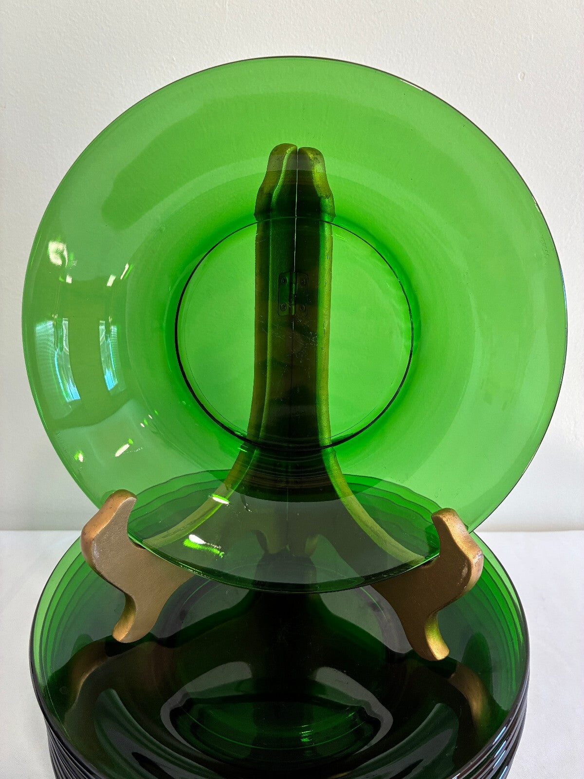 Vintage Set of 11 Vereco France Green Glass Bowls, Emerald Green Bowls