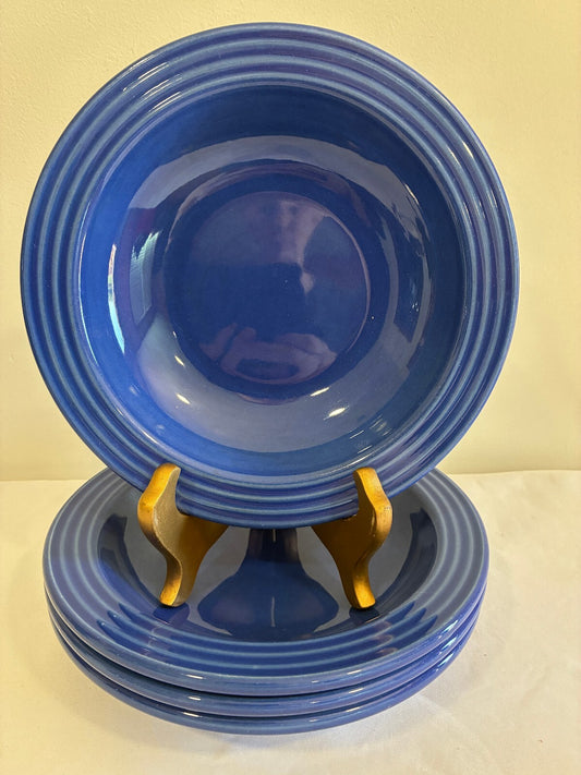 Vintage Emile Henry France Cobalt Blue Ceramic Bowls Set of 4 Stoneware Bowls