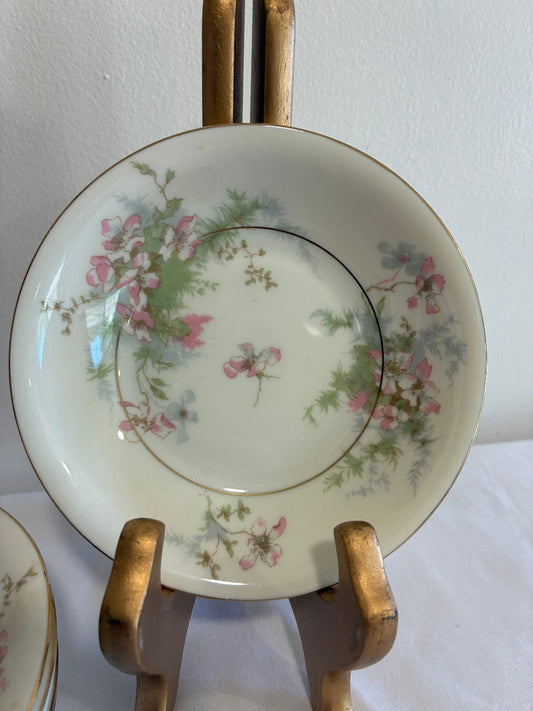 Midcentury Theodore Haviland NY Apple Blossom Bowls Gold Trim, Set of 7