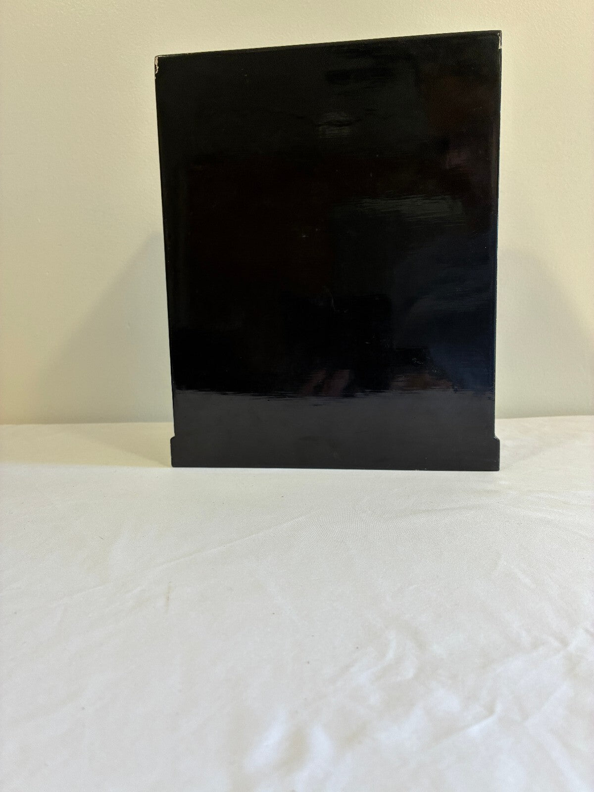 Vintage Black Lacquer Mother of Pearl Jewelry Cabinet | Asian Bird Floral Inlay